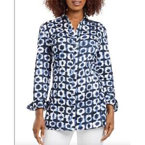 NIC + ZOE Stretch Shibori Button-Up Blouse Size Large